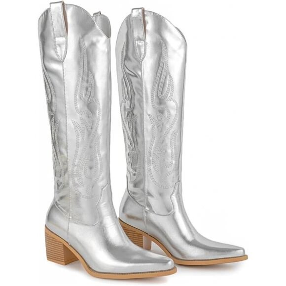 NEW Western Cowboy Boots for Women - Knee High Wide Calf Cowgirl Boots - Picture 4 of 6